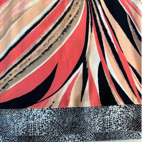 Calvin Klein Swirl Abstract Print Peach Coral Black Shift Dress Colorful Size L - Picture 9 of 15